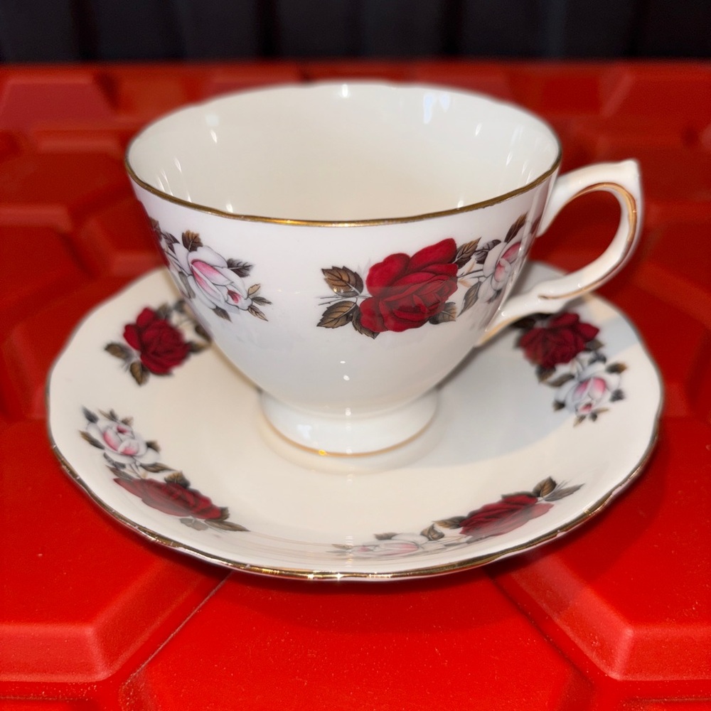 Vintage Royal Osborne Floral Teacup and Saucer Set